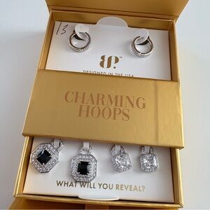 Bomb Party She Found Her Calling Charming Hoops ER34408 Black Onyx CZ Rhodium